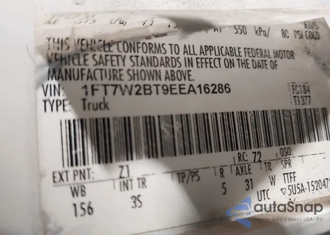 2014 Ford F-250 Xlt из США, поврежденный, VIN 1FT7W2BT9EEA16286